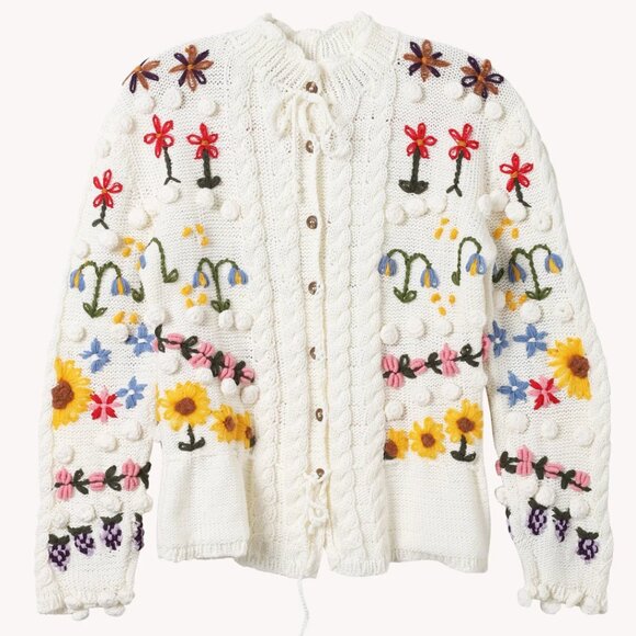 Free People Sweaters - NWT! TACH AZMINA Knitted Floral Cardigan Size Medium